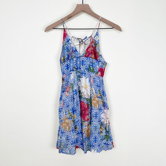 Farm Rio Anthropologie Mini Dress Sun Summer Floral Print Casual Sundress Flowy - Picture 6 of 8